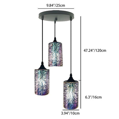 Contemporary Creative Cylinder Iron Glass 1/3-Light Pendant Light For Living Room