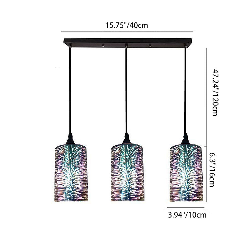 Contemporary Creative Cylinder Iron Glass 1/3-Light Pendant Light For Living Room