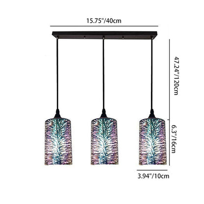 Contemporary Creative Cylinder Iron Glass 1/3-Light Pendant Light For Living Room