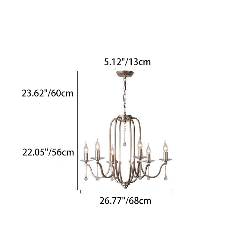 Traditional French Candlestick Iron Crystal 6/9-light Chandeliers for Living Room BulbSquare