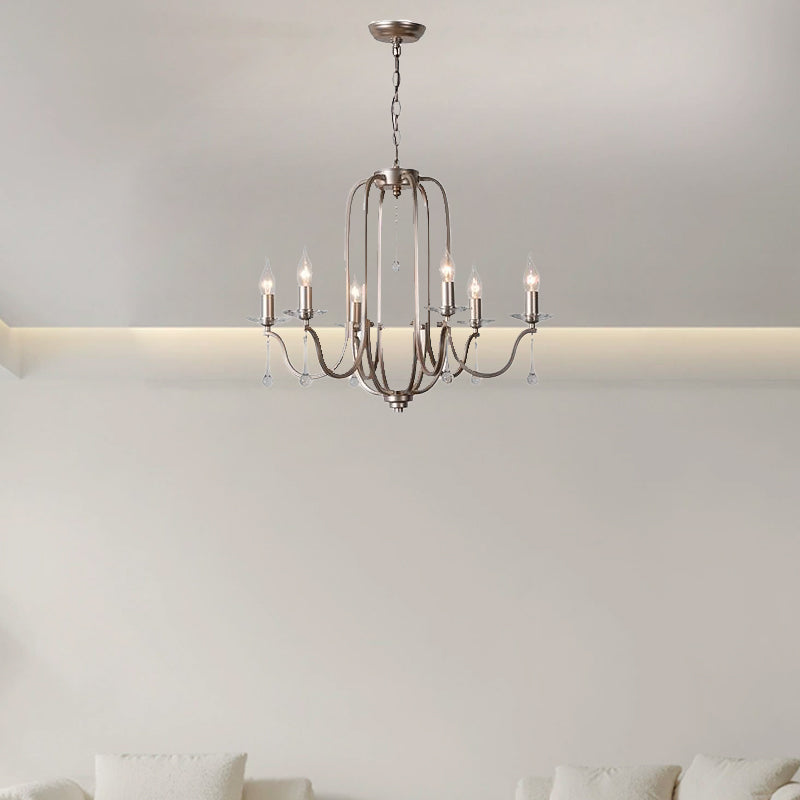 Traditional French Candlestick Iron Crystal 6/9-light Chandeliers for Living Room BulbSquare