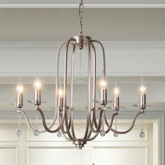 Traditional French Candlestick Iron Crystal 6/9-light Chandeliers for Living Room BulbSquare