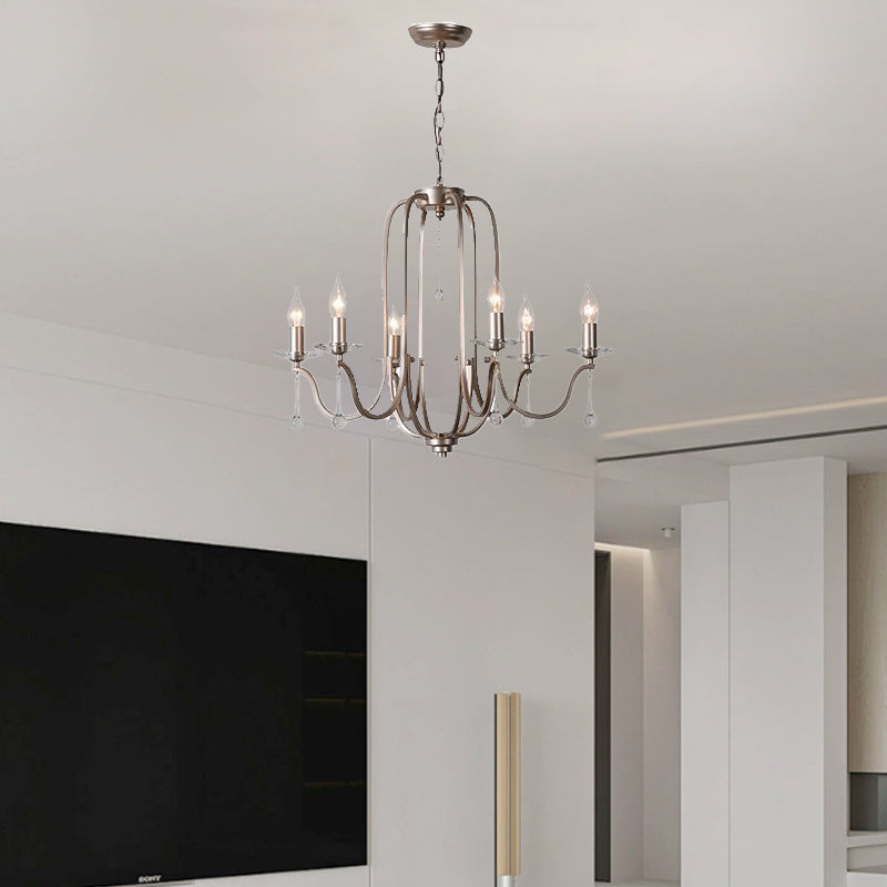 Traditional French Candlestick Iron Crystal 6/9-light Chandeliers for Living Room BulbSquare