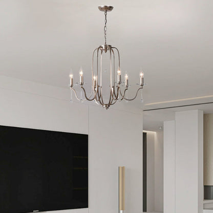 Traditional French Candlestick Iron Crystal 6/9-light Chandeliers for Living Room