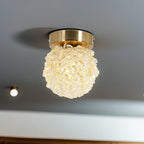 Contemporary Luxury Globe Iron Crystal 1-Light Semi-Flush Mount Ceiling Light For Living Room