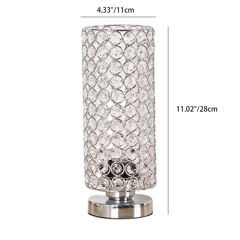 Modern Simplicity Cylinder Iron Crystal 1-Light Table Lamp For Living Room Lumendat
