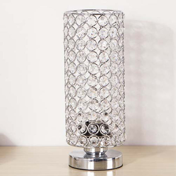 Modern Simplicity Cylinder Iron Crystal 1-Light Table Lamp For Living Room Lumendat