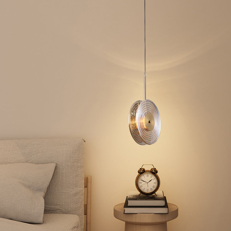 Contemporary Nordic Round Iron Glass LED Pendant Light For Living Room