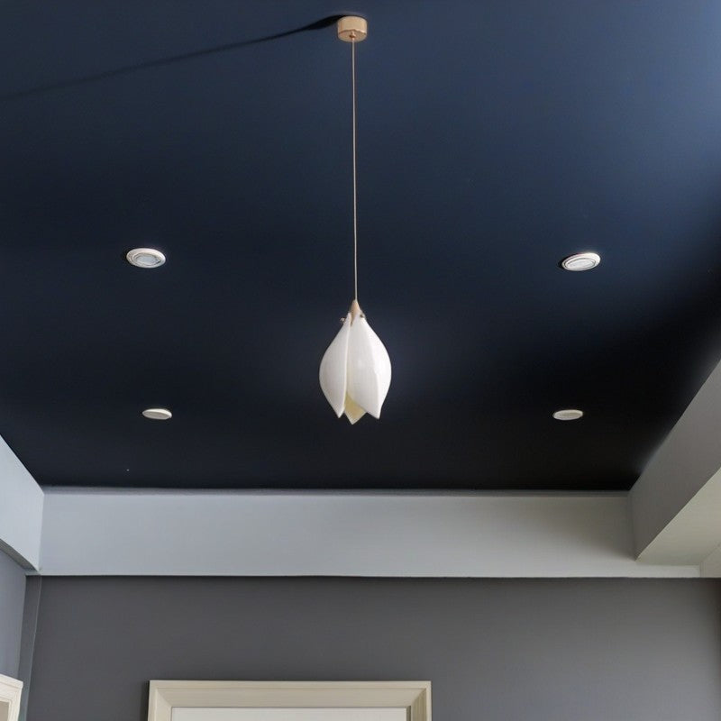 Traditional Chinese Flower Iron Ceramic 1-Light Pendant Light For Living Room