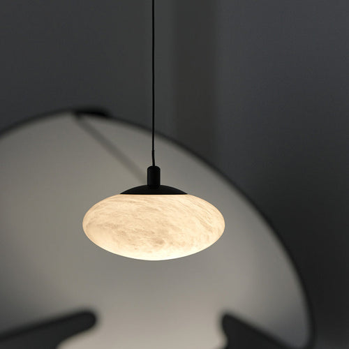 Contemporary Nordic Oval Iron Stone 1-Light Pendant Light For Living Room