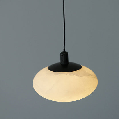 Contemporary Nordic Oval Iron Stone 1-Light Pendant Light For Living Room