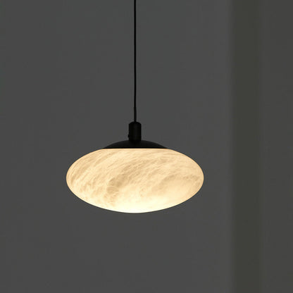 Contemporary Nordic Oval Iron Stone 1-Light Pendant Light For Living Room