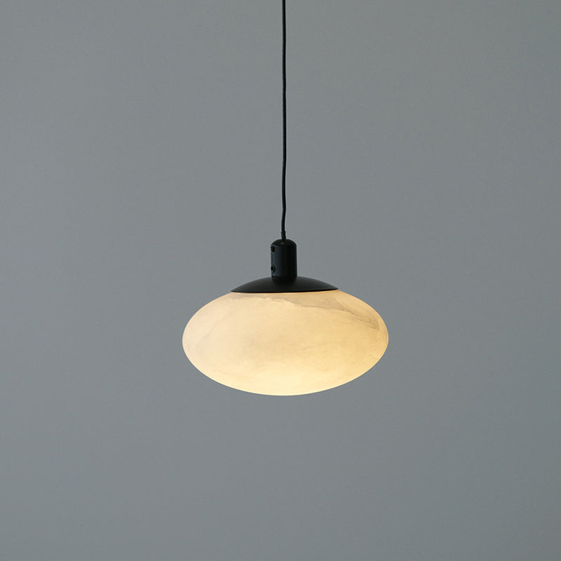 Contemporary Nordic Oval Iron Stone 1-Light Pendant Light For Living Room
