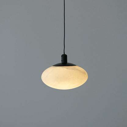 Contemporary Nordic Oval Iron Stone 1-Light Pendant Light For Living Room