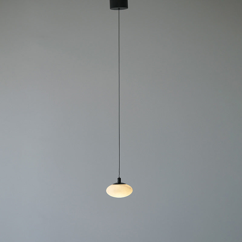 Contemporary Nordic Oval Iron Stone 1-Light Pendant Light For Living Room