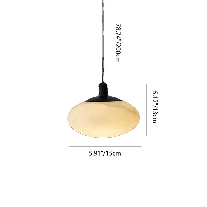 Contemporary Nordic Oval Iron Stone 1-Light Pendant Light For Living Room
