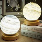 Contemporary Creative Globe Wood Glass LED Table Lamp For Living Room Lumendat