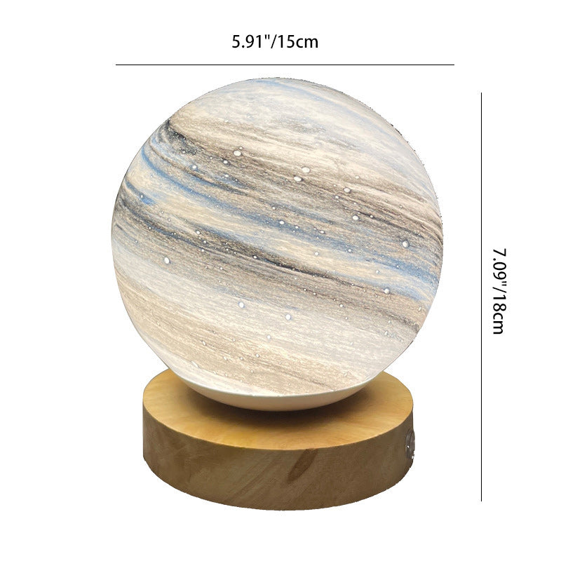 Contemporary Creative Globe Wood Glass LED Table Lamp For Living Room Lumendat