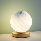 Contemporary Creative Globe Wood Glass LED Table Lamp For Living Room Lumendat