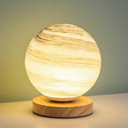 Contemporary Creative Globe Wood Glass LED Table Lamp For Living Room Lumendat