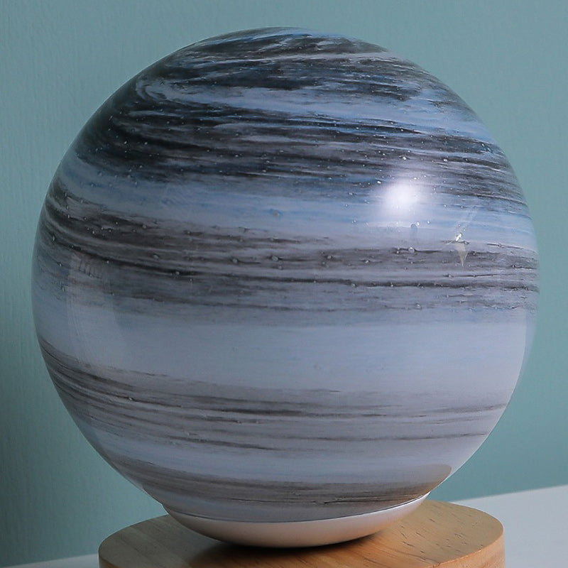 Contemporary Creative Globe Wood Glass LED Table Lamp For Living Room Lumendat