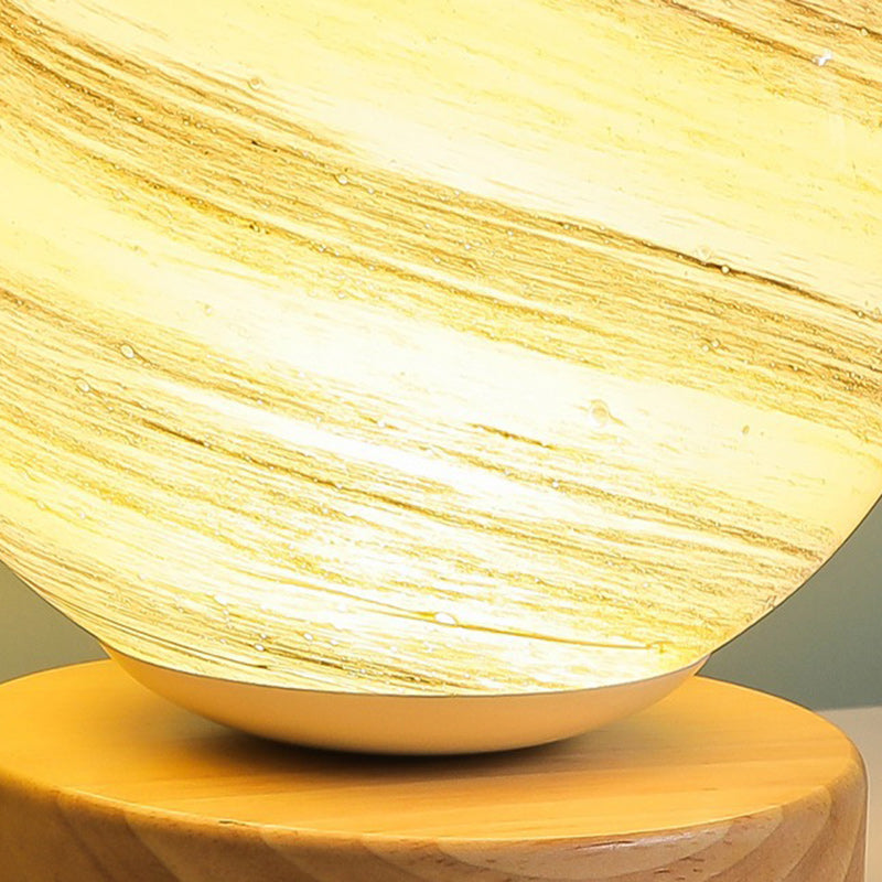 Contemporary Creative Globe Wood Glass LED Table Lamp For Living Room Lumendat