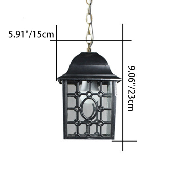 Traditional Chinese Rectangular Iron Fabric 1-Light Pendant Light For Living Room