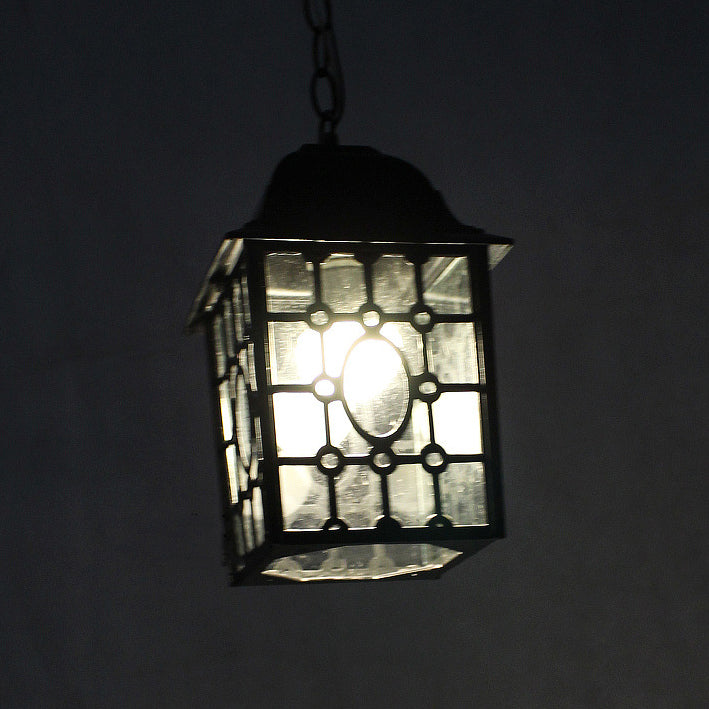 Traditional Chinese Rectangular Iron Fabric 1-Light Pendant Light For Living Room