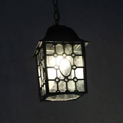 Traditional Chinese Rectangular Iron Fabric 1-Light Pendant Light For Living Room