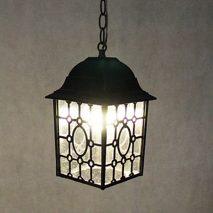 Traditional Chinese Rectangular Iron Fabric 1-Light Pendant Light For Living Room
