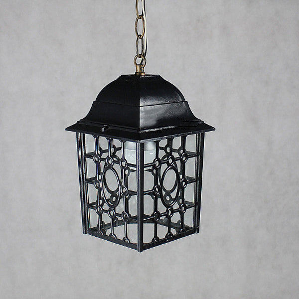 Traditional Chinese Rectangular Iron Fabric 1-Light Pendant Light For Living Room