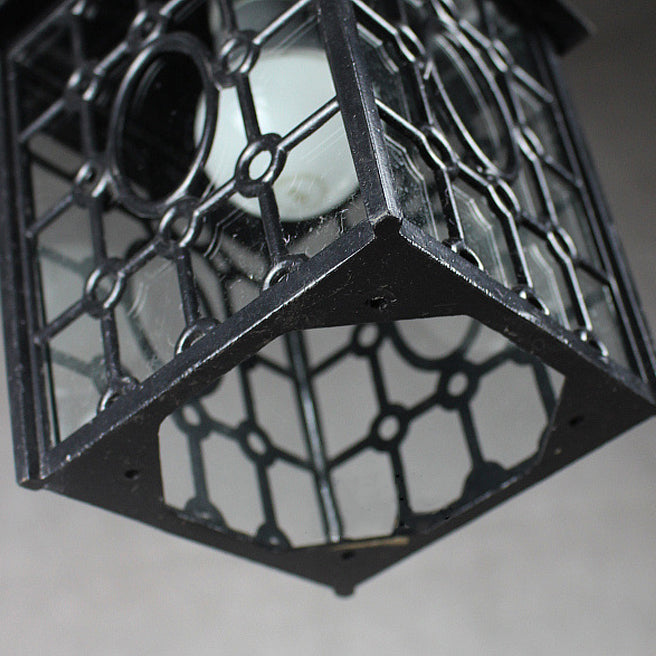 Traditional Chinese Rectangular Iron Fabric 1-Light Pendant Light For Living Room
