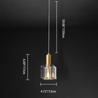 Contemporary Scandinavian Column Copper Crystal 1-Light Pendant Light For Living Room