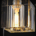 Contemporary Scandinavian Column Copper Crystal 1-Light Pendant Light For Living Room