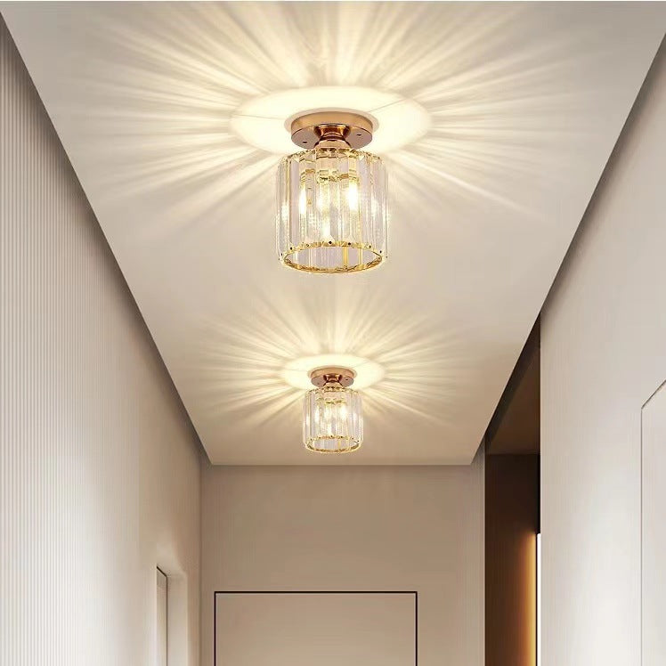 Modern Minimalist Cylinder Iron Glass 1-light Semi-flush Mount Ceiling Light for Living Room