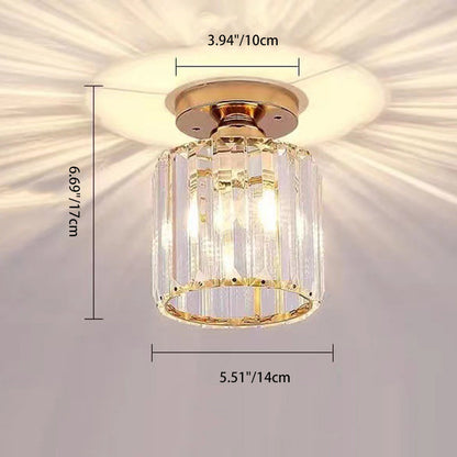 Modern Minimalist Cylinder Iron Glass 1-light Semi-flush Mount Ceiling Light for Living Room