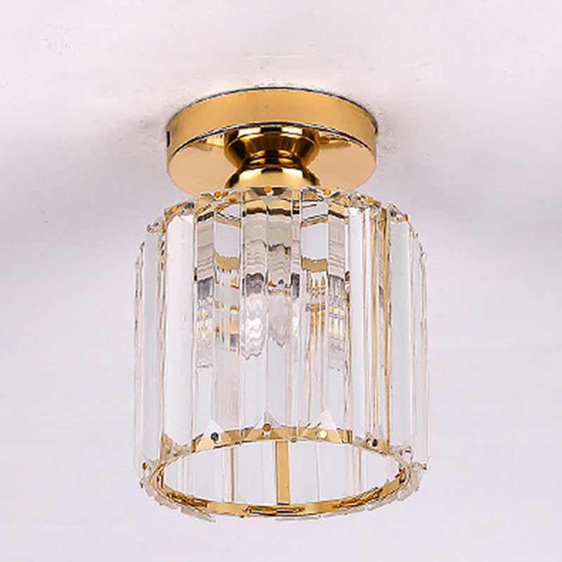 Modern Minimalist Cylinder Iron Glass 1-light Semi-flush Mount Ceiling Light for Living Room
