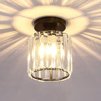 Modern Minimalist Cylinder Iron Glass 1-light Semi-flush Mount Ceiling Light for Living Room