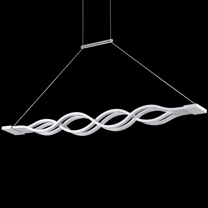 Modern Minimalist Double Loop Wave Aluminum Metal Silicone LED Island Light Chandelier for Dining Room BulbSquare