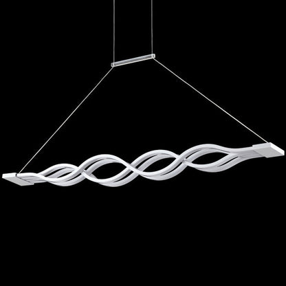 Modern Minimalist Double Loop Wave Aluminum Metal Silicone LED Island Light Chandelier for Dining Room