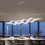 Modern Minimalist Double Loop Wave Aluminum Metal Silicone LED Island Light Chandelier for Dining Room BulbSquare