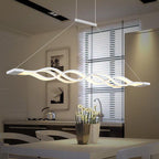 Modern Minimalist Double Loop Wave Aluminum Metal Silicone LED Island Light Chandelier for Dining Room BulbSquare