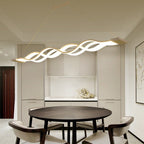 Modern Minimalist Double Loop Wave Aluminum Metal Silicone LED Island Light Chandelier for Dining Room BulbSquare
