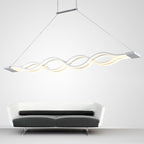 Modern Minimalist Double Loop Wave Aluminum Metal Silicone LED Island Light Chandelier for Dining Room BulbSquare
