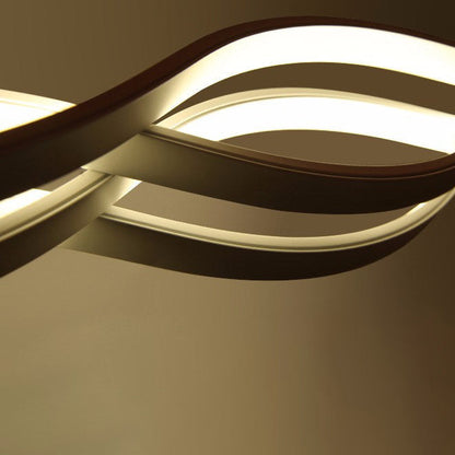 Modern Minimalist Double Loop Wave Aluminum Metal Silicone LED Island Light Chandelier for Dining Room