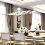 Modern Minimalist Double Loop Wave Aluminum Metal Silicone LED Island Light Chandelier for Dining Room BulbSquare