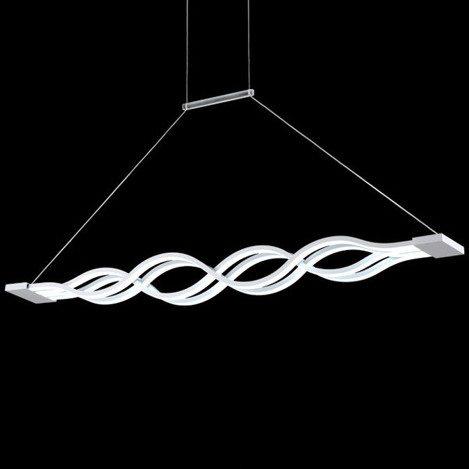Modern Minimalist Double Loop Wave Aluminum Metal Silicone LED Island Light Chandelier for Dining Room BulbSquare