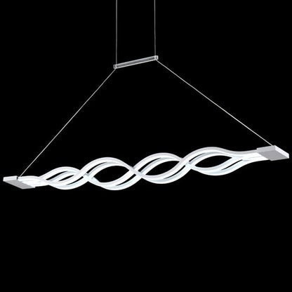Modern Minimalist Double Loop Wave Aluminum Metal Silicone LED Island Light Chandelier for Dining Room