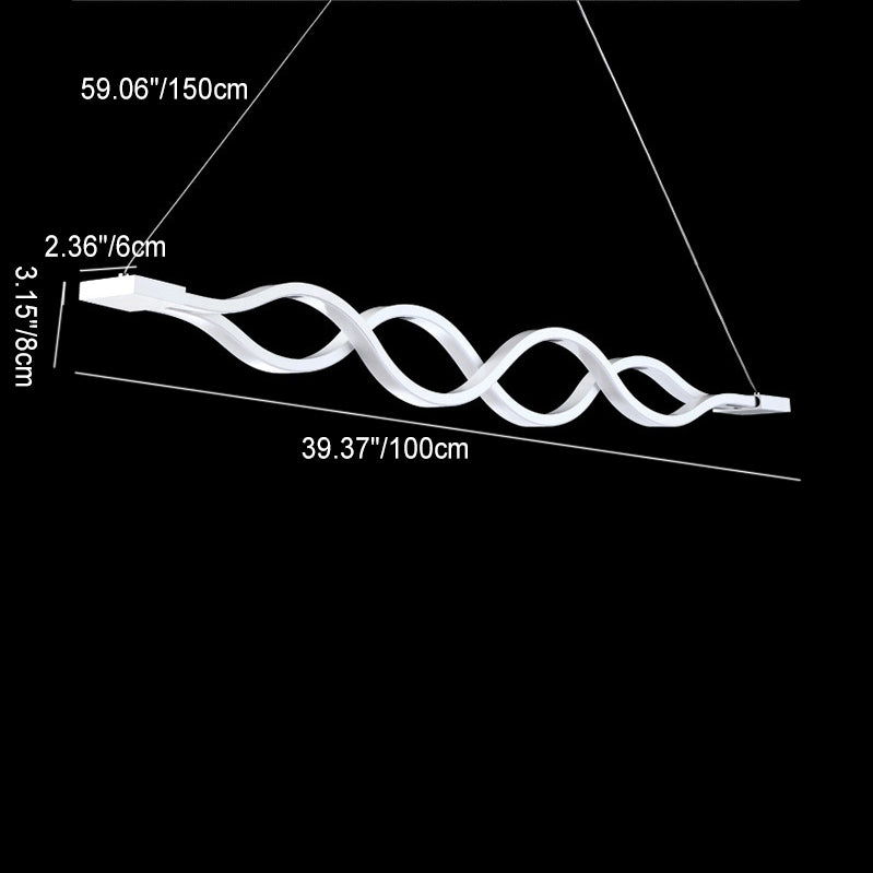 Modern Minimalist Double Loop Wave Aluminum Metal Silicone LED Island Light Chandelier for Dining Room BulbSquare