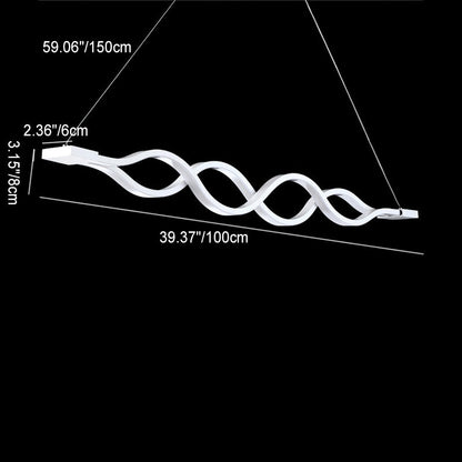 Modern Minimalist Double Loop Wave Aluminum Metal Silicone LED Island Light Chandelier for Dining Room